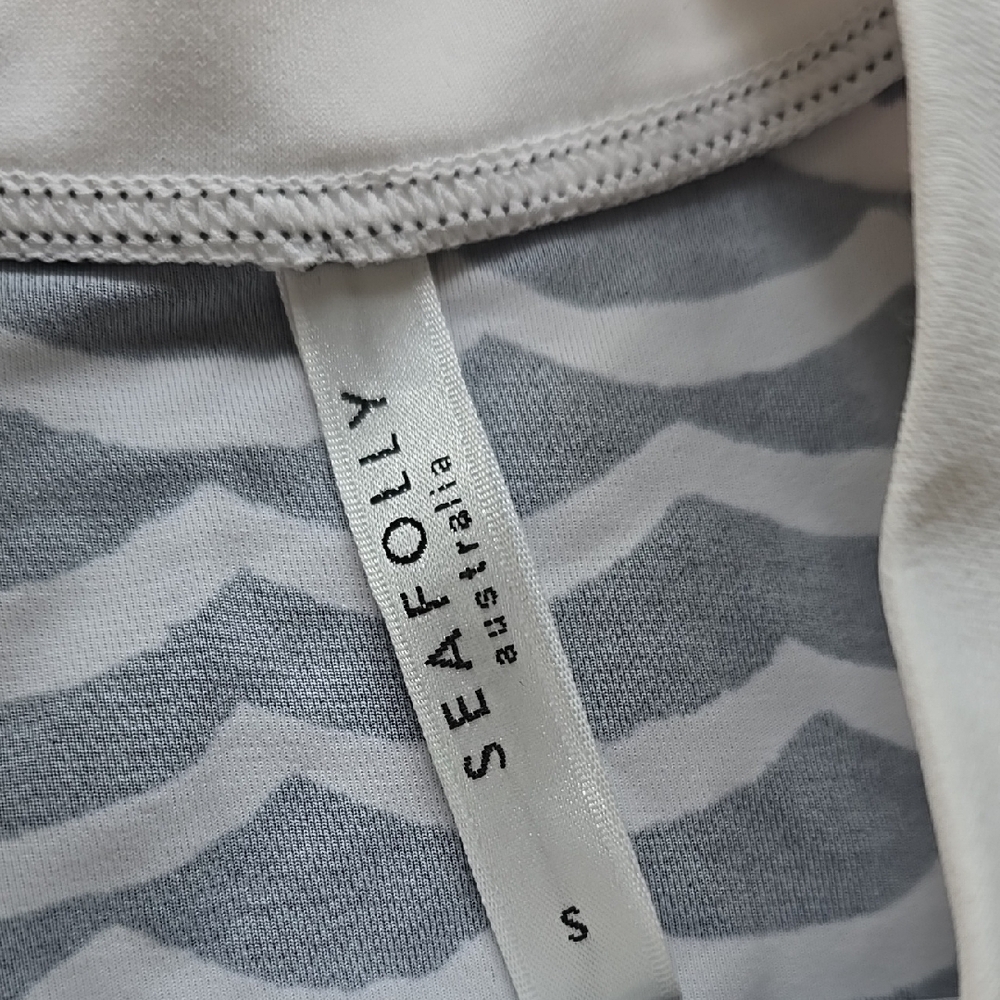 Seafolly Black and White Wave Pattern Rash guard Vest Top - Picture 2 of 14